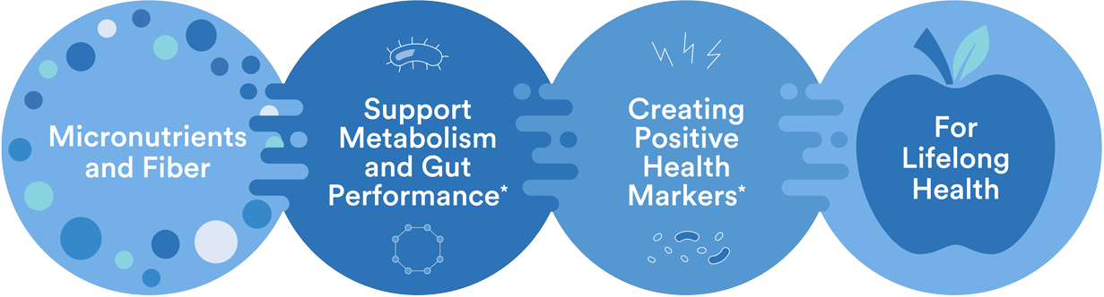 Micronutrients and Fiber. Support metabolism and Gut Performance. Creative Positive Health Markers*. For Lifelong Health